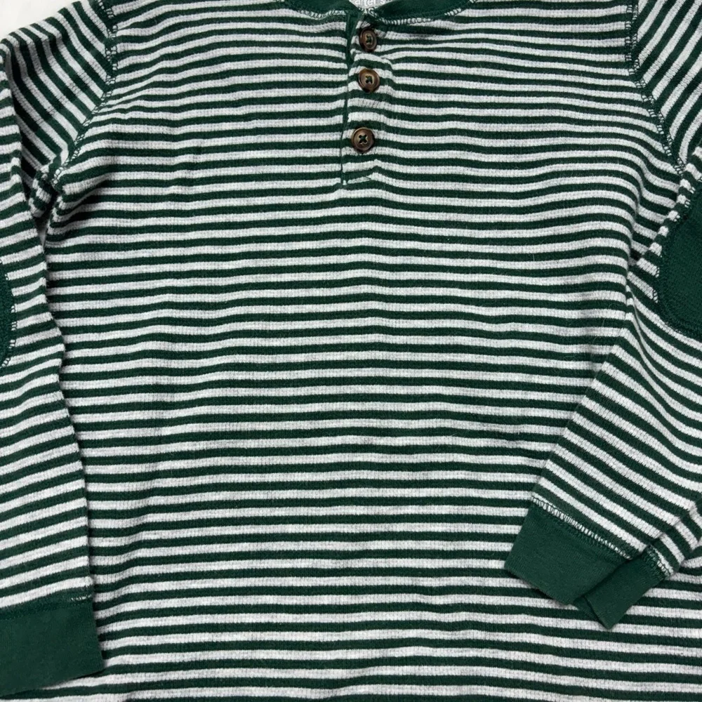 Carter's Kids Green and White Striped Long Sleeve Tee Size 8 with 3 buttons